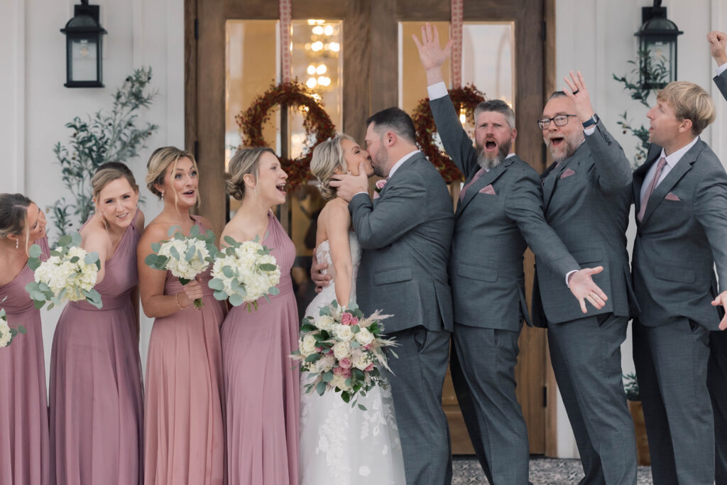 heron hill wedding | bridal party celebrating the new bride and groom