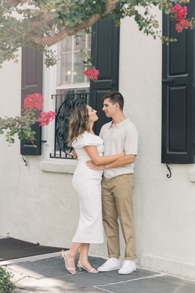 Wedding photographer south carolina  | Couple looking at each other at charleston home