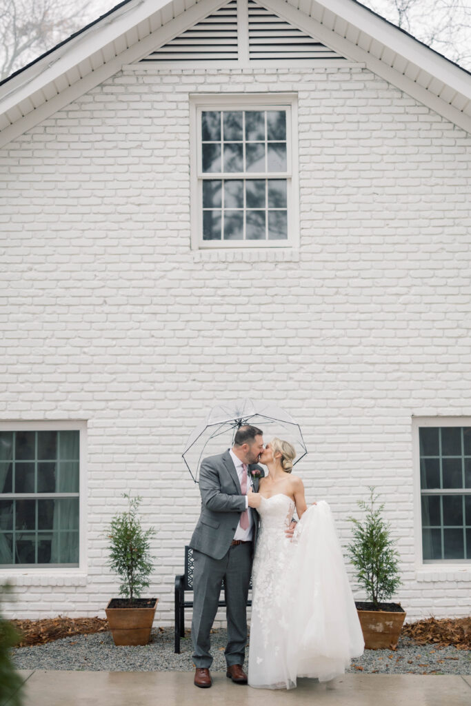 luxury wedding photographers | bride and groom under clear umbrella