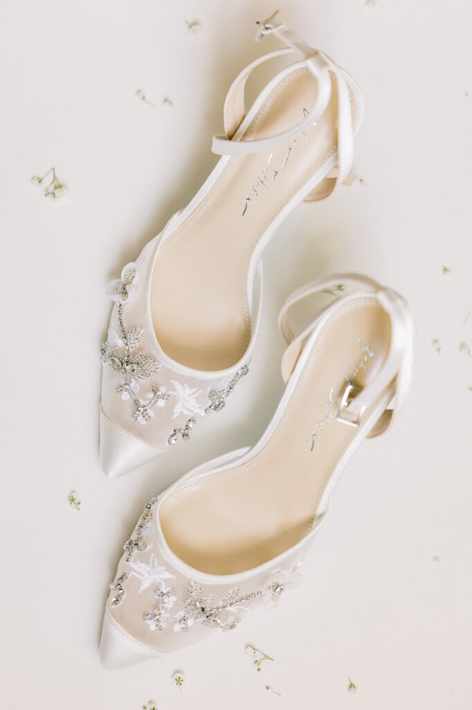 fine art wedding photographer cream bridal heels