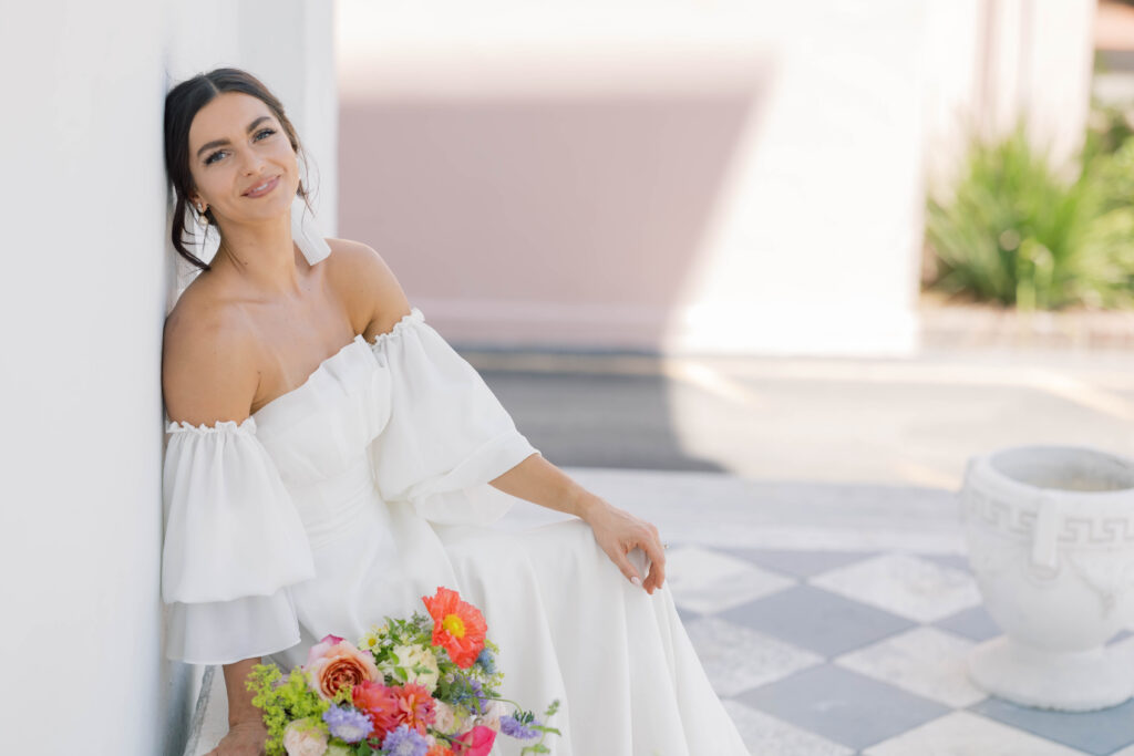 charleston sc wedding photographer | Bride on iconic tiled floor