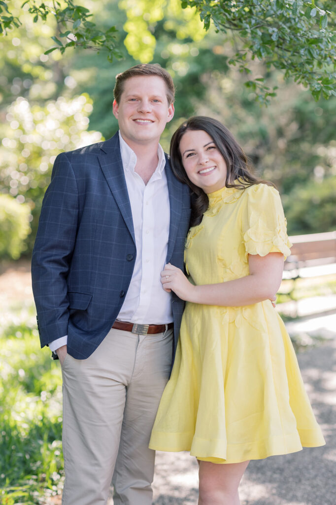 Engagement photographer near me | couple smiling at engagement session at the sc statehouse