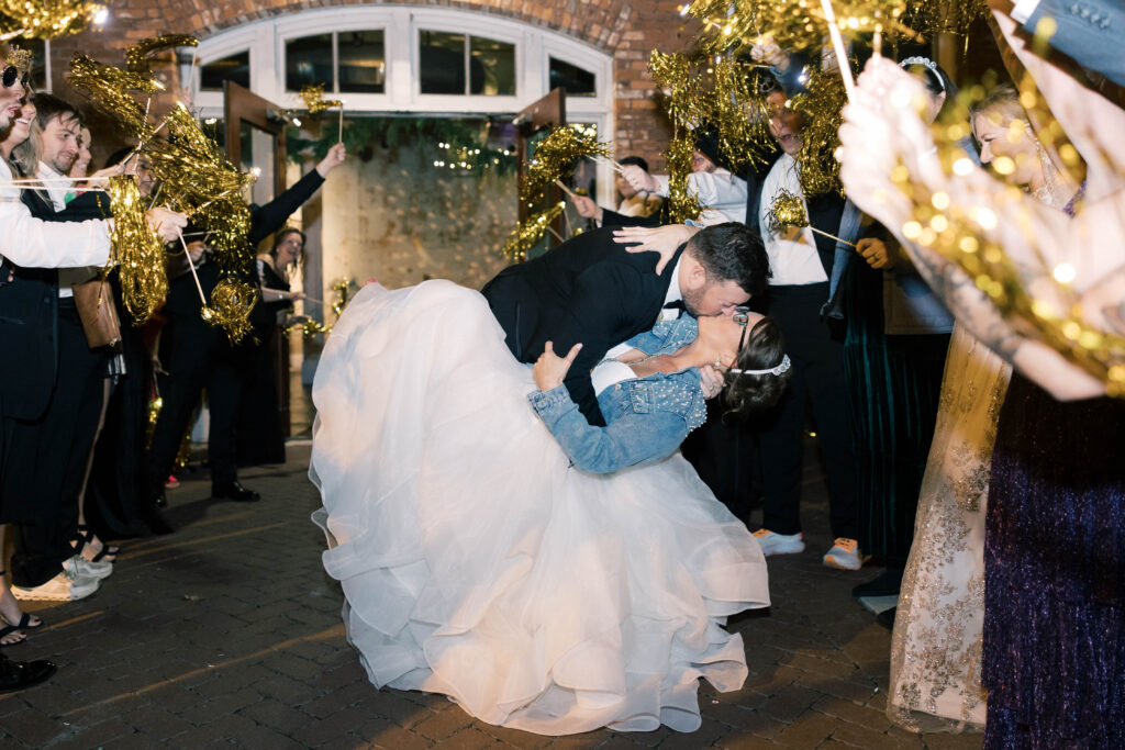 Columbia South Carolina wedding photographer | bride and groom exit 701 whaley street with streamers