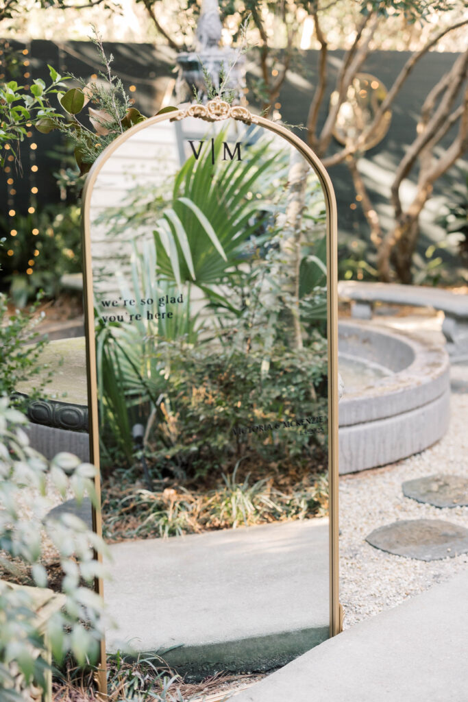 south carolina photographer | Mirror with brides names on it for photos