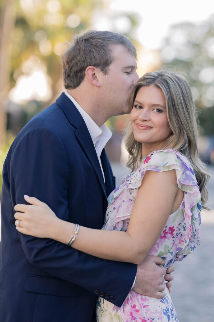 Charleston SC engagement photos | couple looking at each other