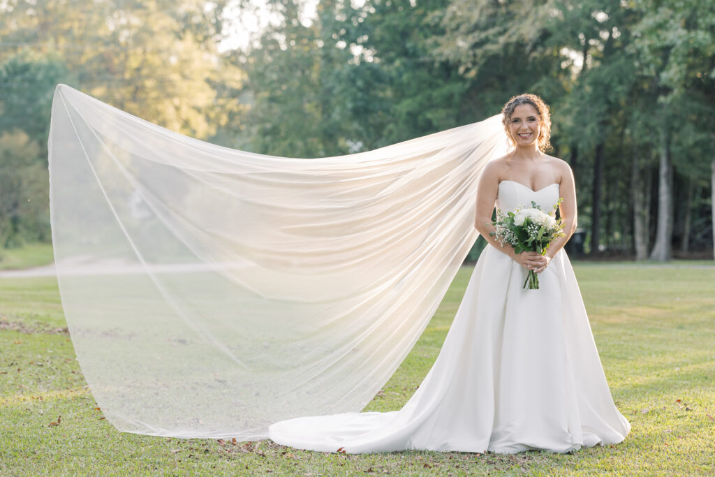  Bridal Portraits | bride with long classic veil floating