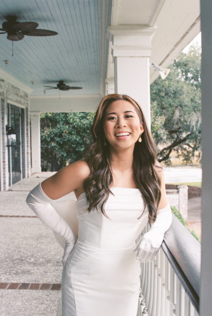 Film Photography | Bride on wedding day at Dunes West Wedding Venue in Charleston South Carolina