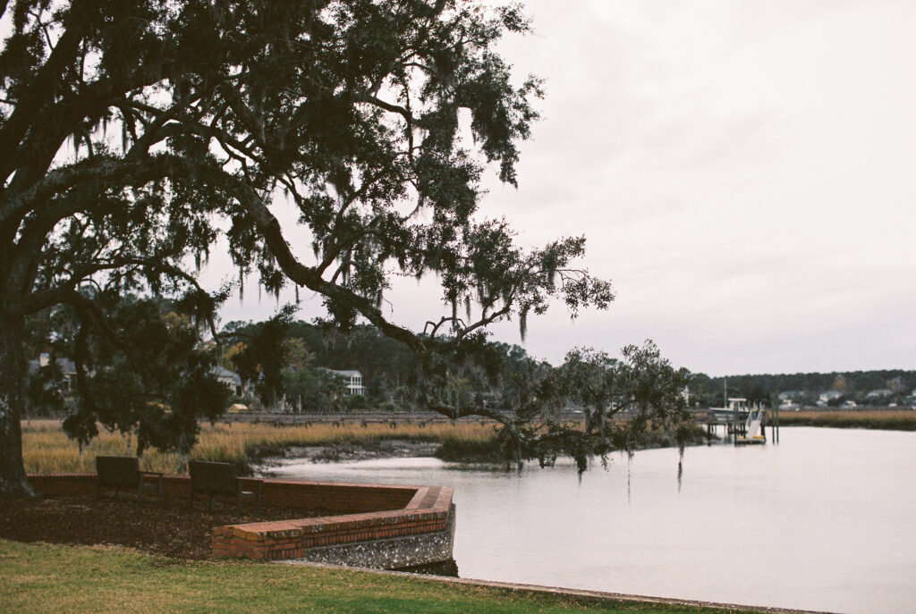 Film Photographers | Charleston Sc Wedding Venue Dunes West in Mount Pleasant. Photo of creek and large tree.