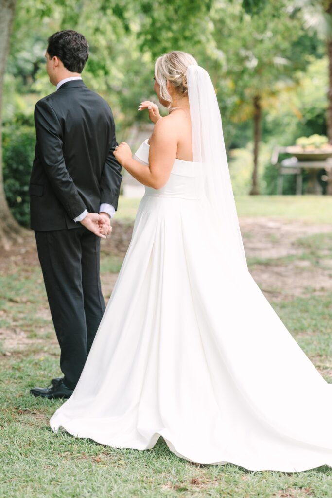 First Look with bride and groom | Corley Mill House Wedding