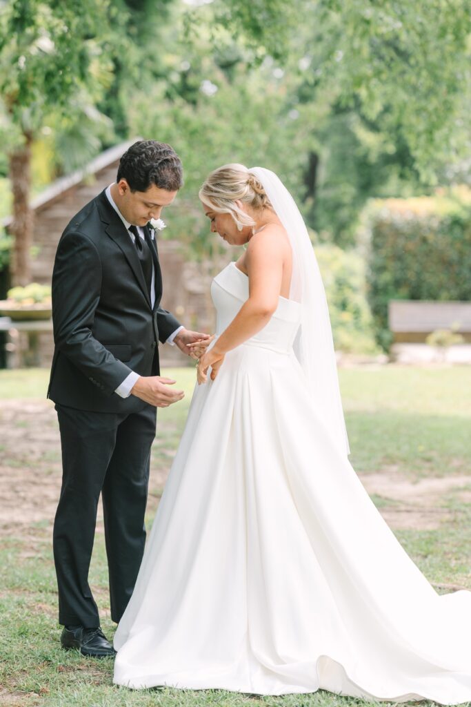 First Look with bride and groom | Corley Mill House Wedding