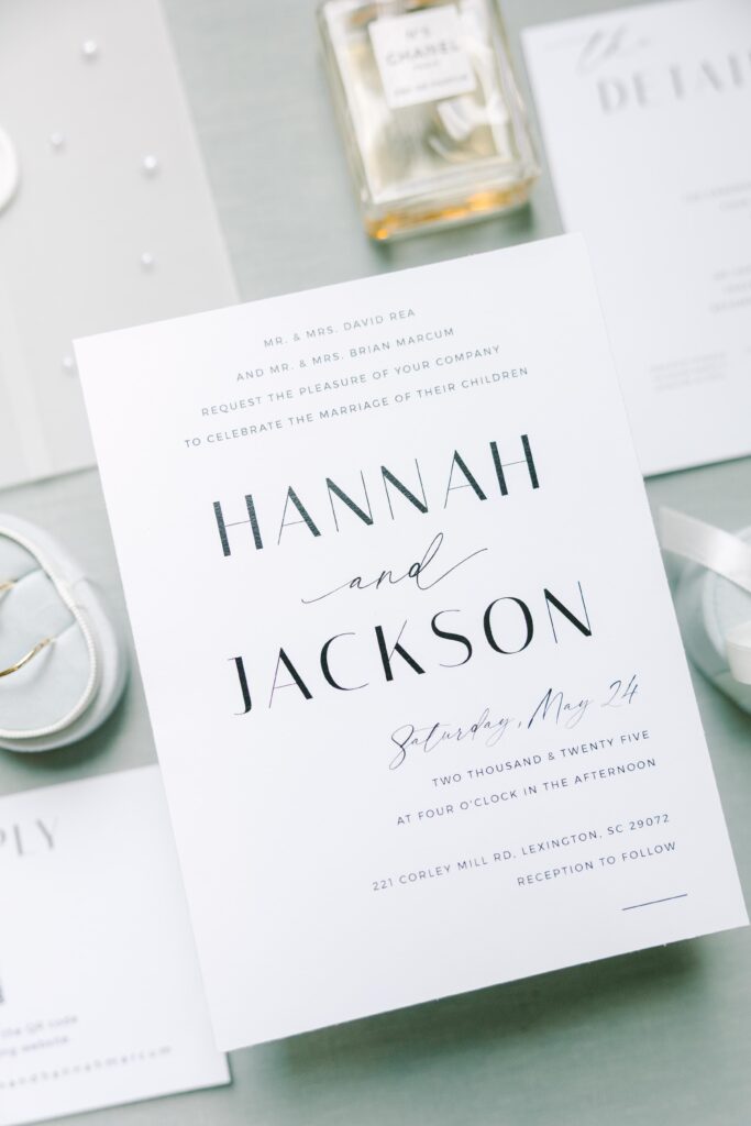 Flat Lay wedding invitation suite  | Corley Mill House Wedding