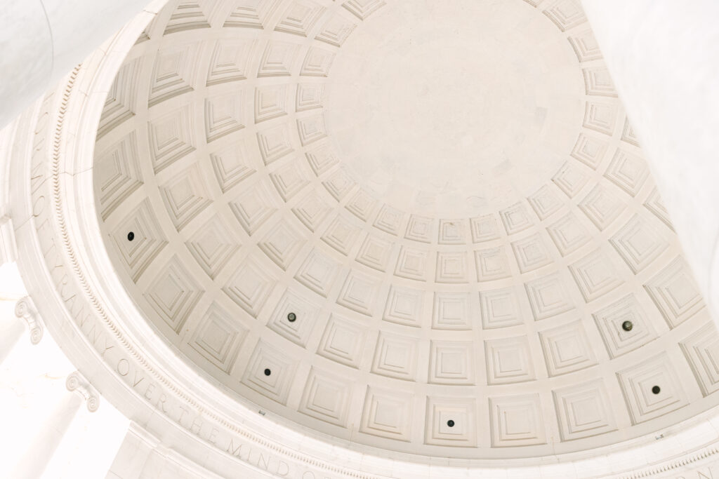 DC Engagement Photographer | Engagement session in Washington, DC | Inside of dome at Thomas Jefferson Memorial