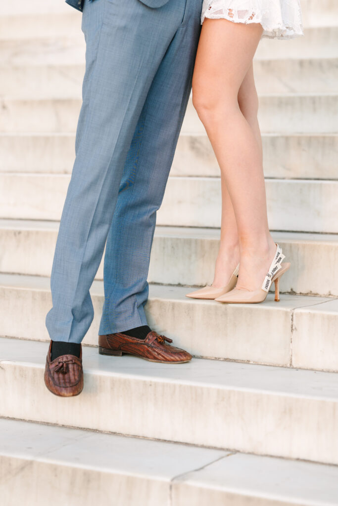 DC engagement photo locations | Couple in Washington DC | Couples legs on the Lincoln Memorial Steps