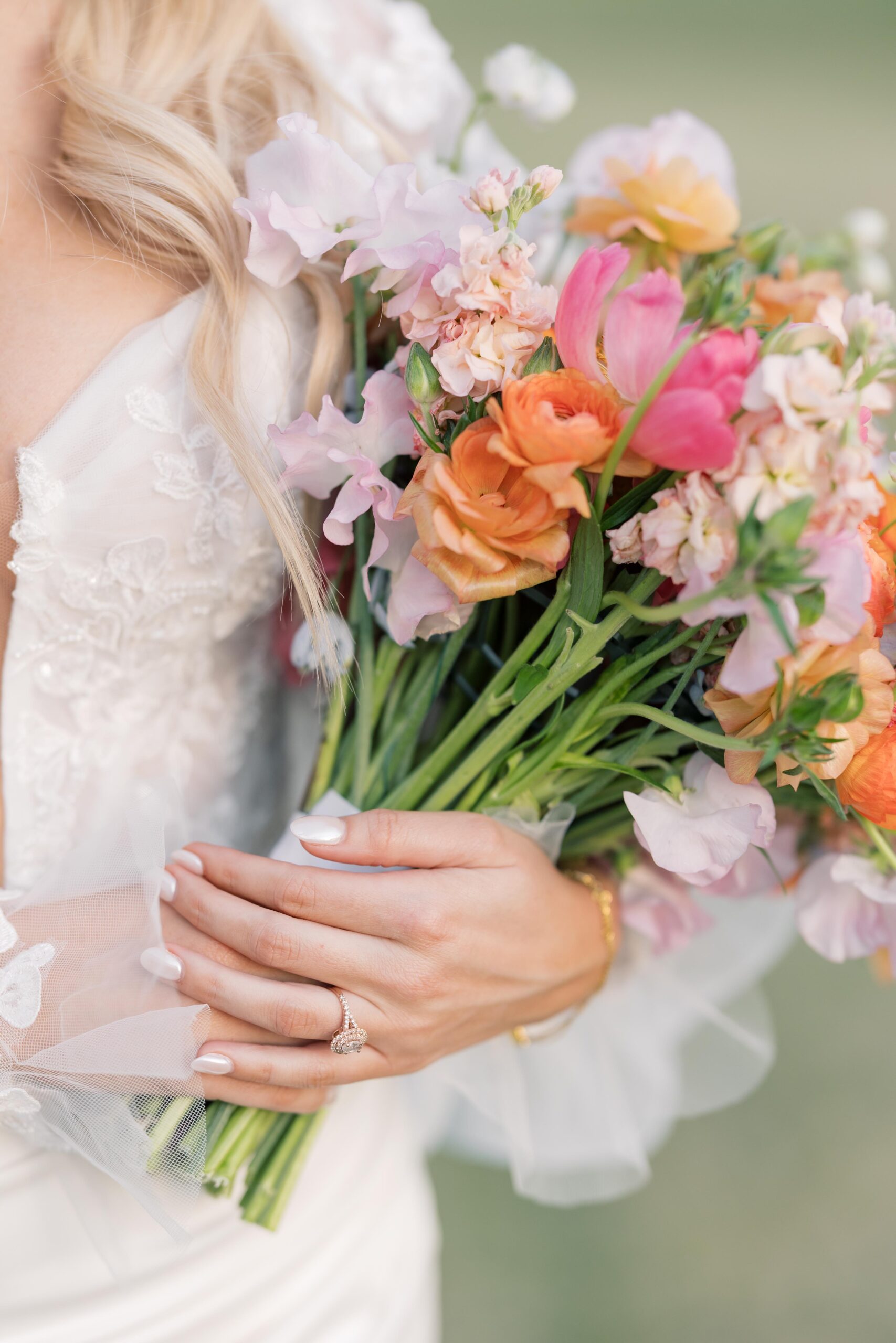 Bridal Portraits at Tin Roof Farms | bride holding florals