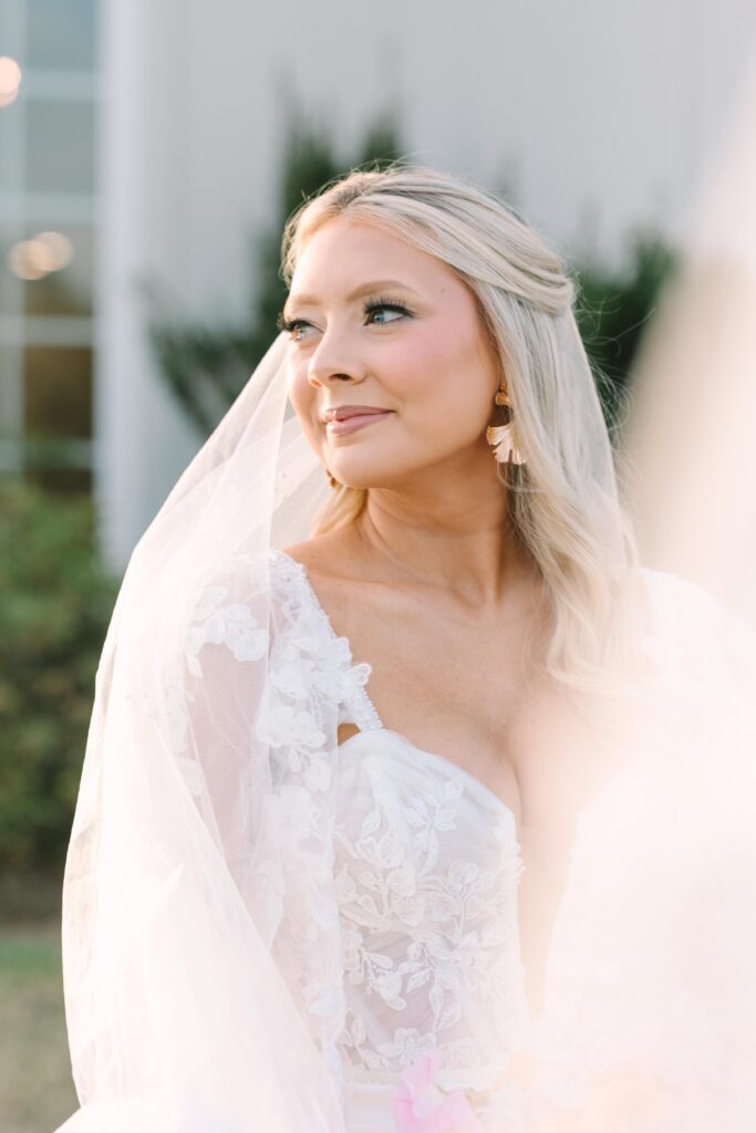Bridal Portrait Mistakes | Photo of bride looking off at ceremony space