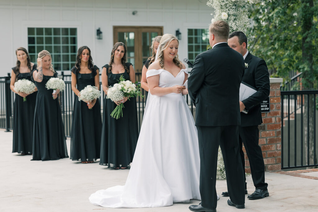 Heron Hill Wedding Venue | Gilbert SC | Chad and Kendall's wedding | bride reading vows and crying